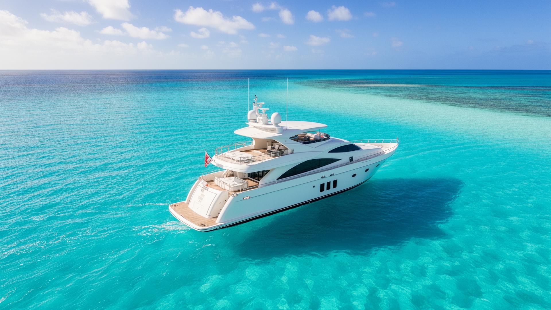 Luxury yacht in turquoise waters
